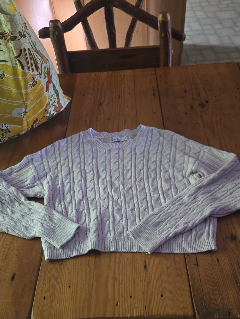Hollister Light Lavender Cable Knit Crewneck Sweater Sz S